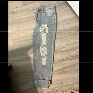 Boutique straight leg distressed jeans